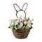 Glitzhome® 18" Easter Egg & Flower Bunny-Shaped Basket Centerpiece